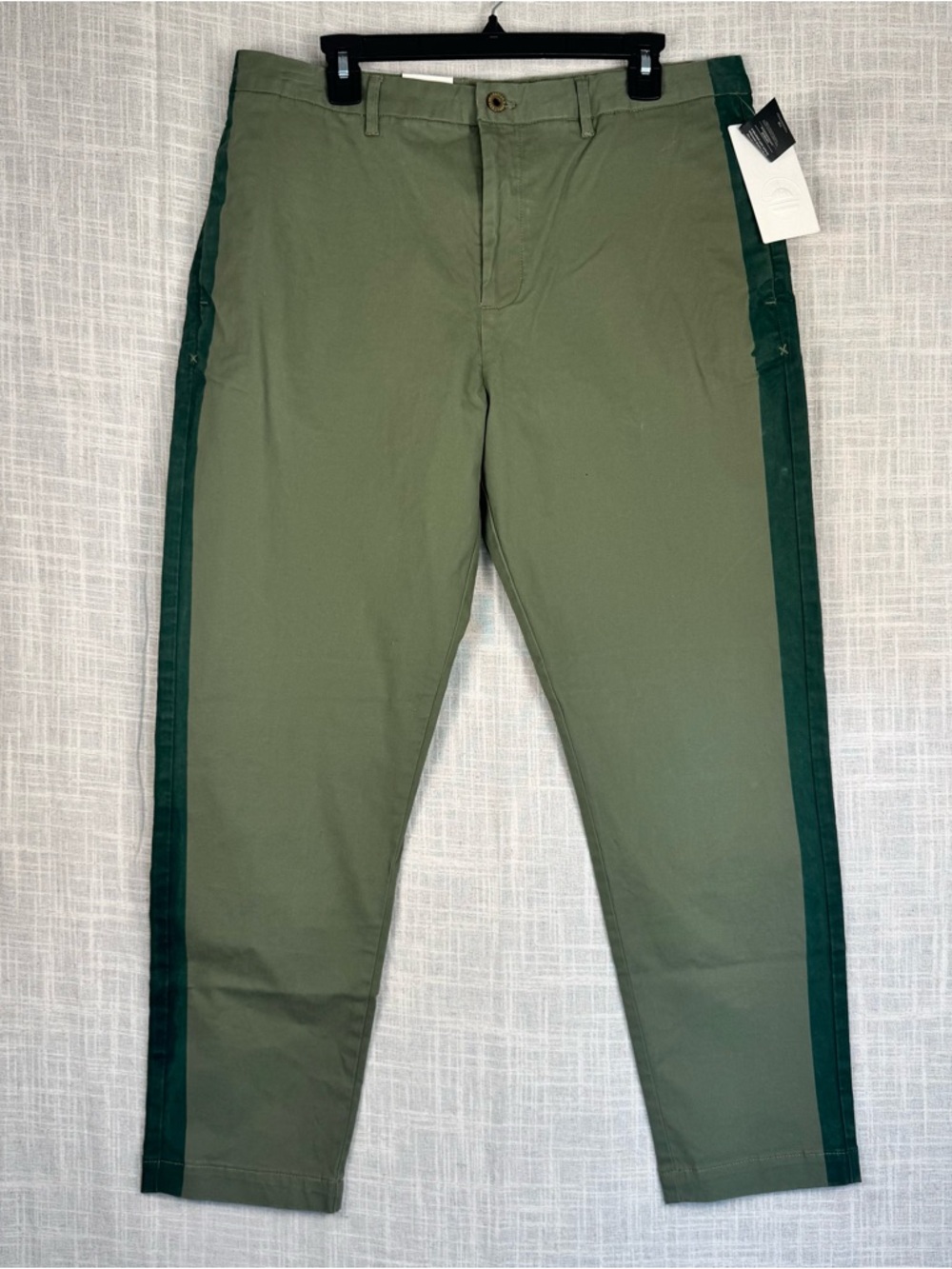 Scotch & Soda Olive Green Side Stripe Pants 33x32 Tailored Chino Trouser - Picture 8 of 9